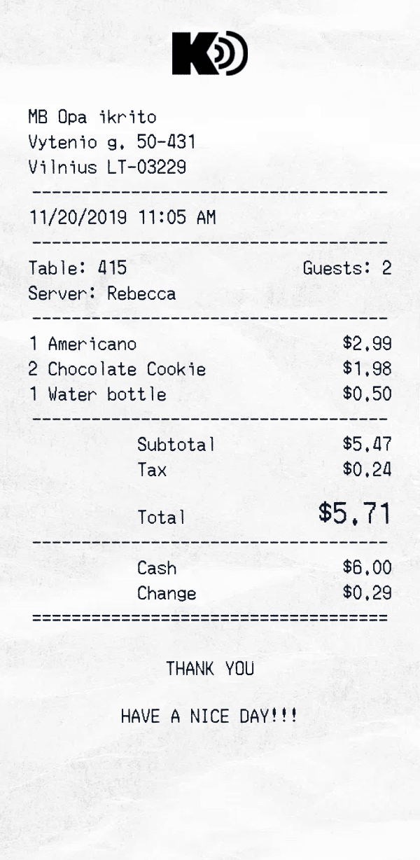 Receipt generator preview
